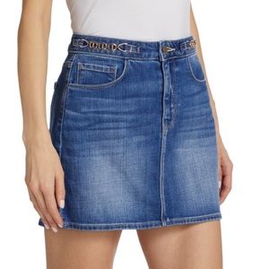 L’Agence Arlene Chain Denim Mini Skirt NWT